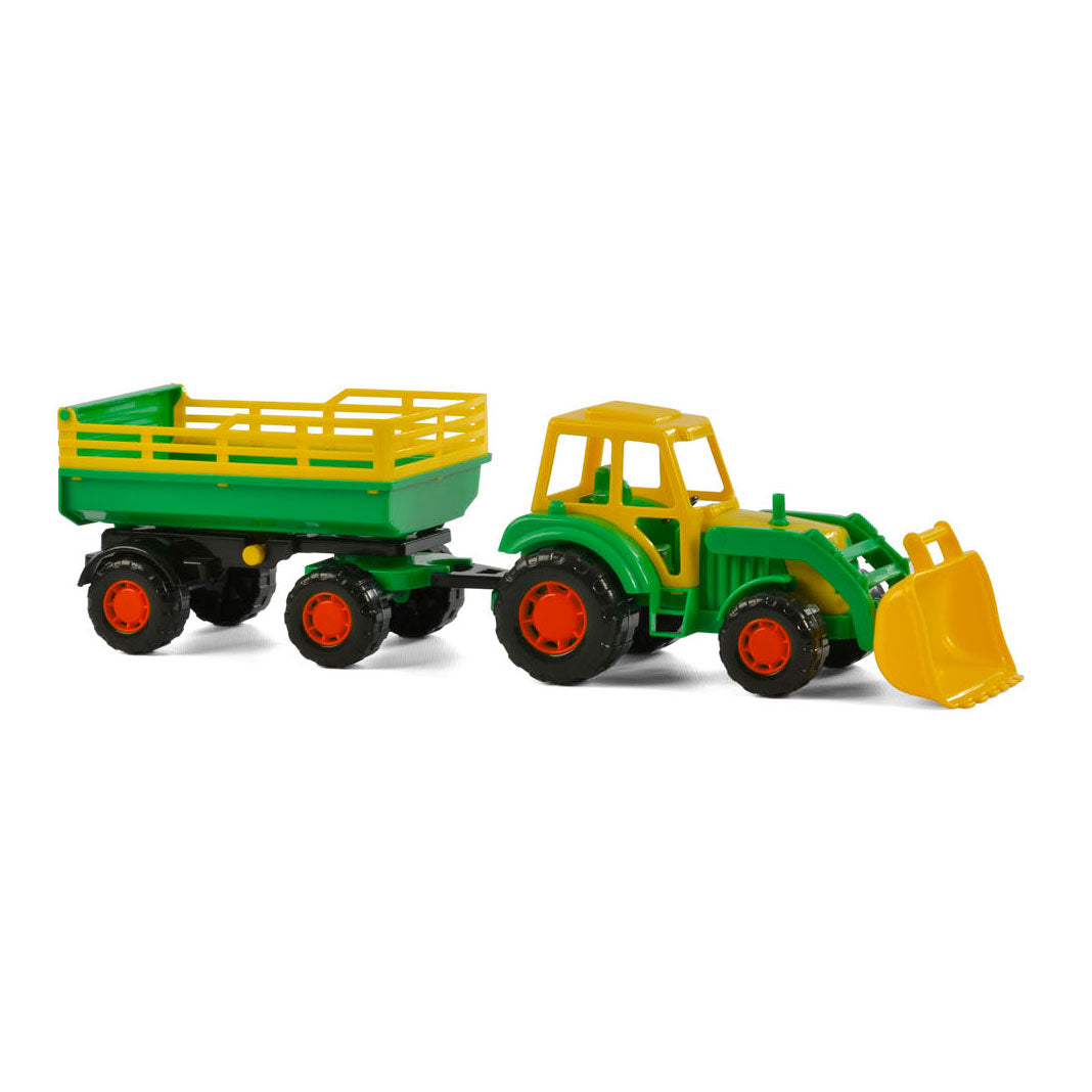 Cavallino traktor med frontlæsser og trailer grøn
