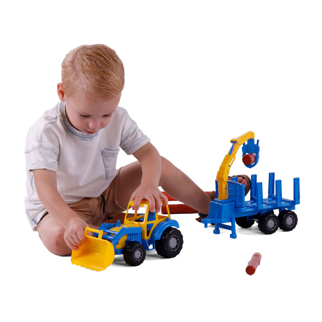 Cavallino junior traktor med kran trailer og træ, 46 cm