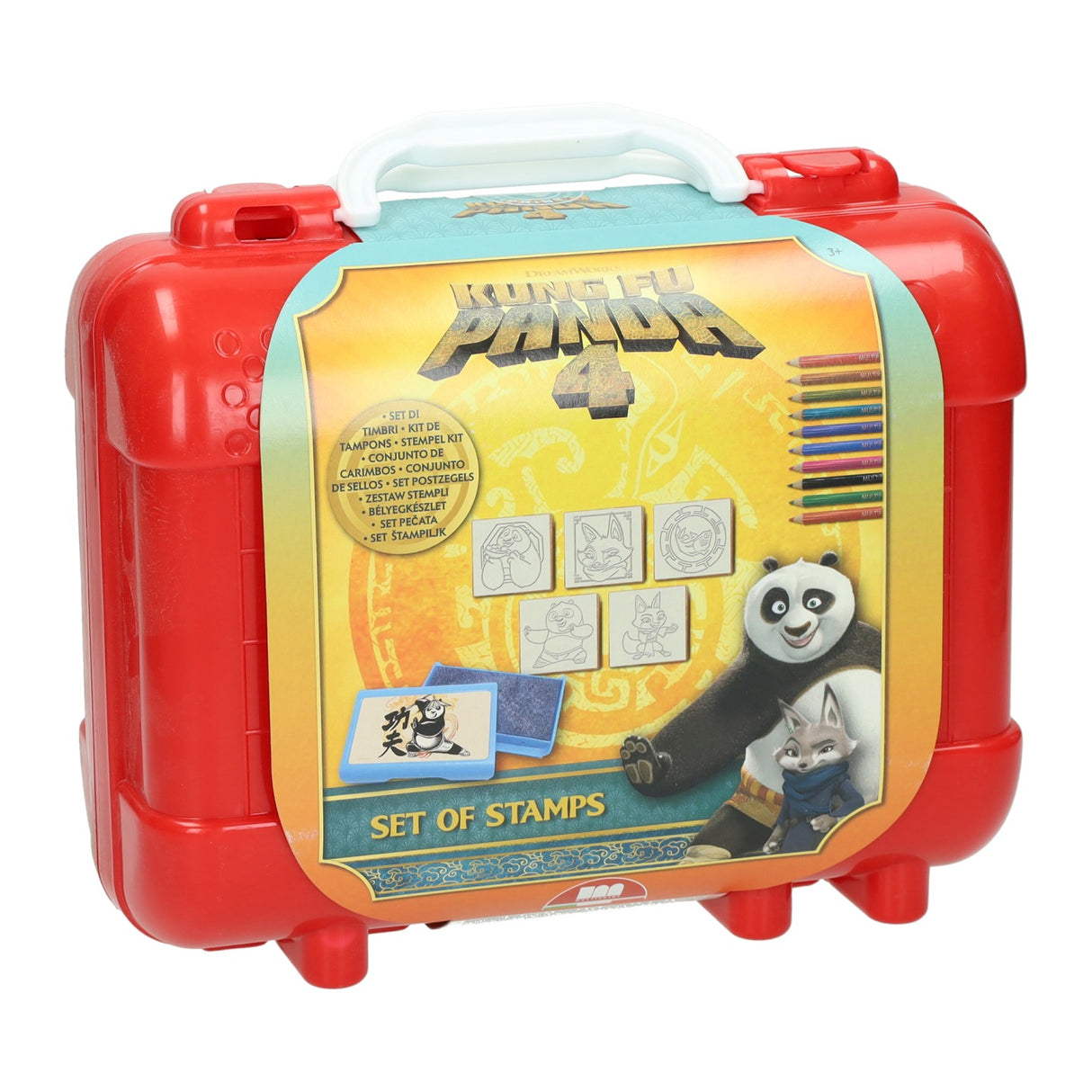 Multiprint panda rejsestempel og farvet etui