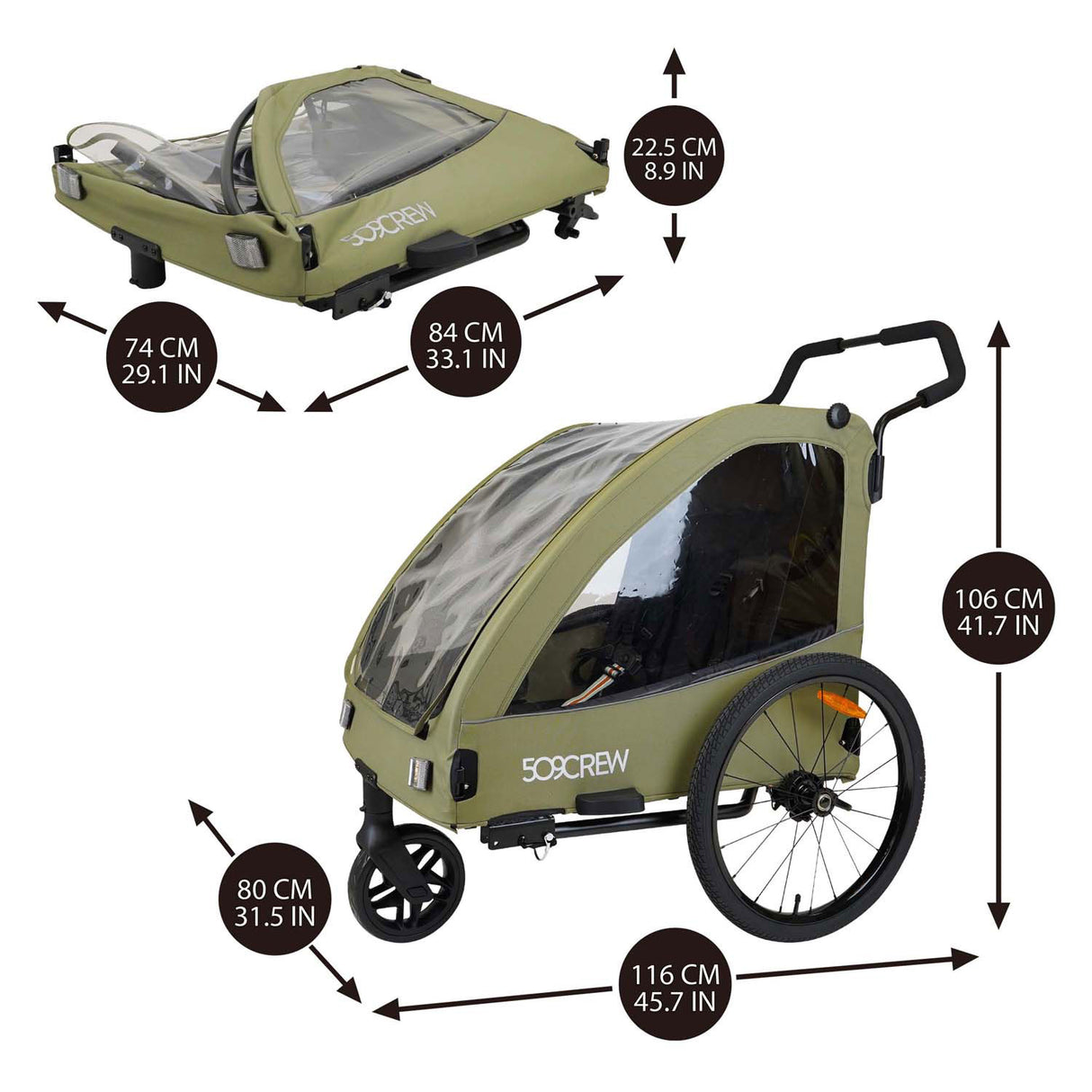 509 mandskabs cykeltrailer med regnslag