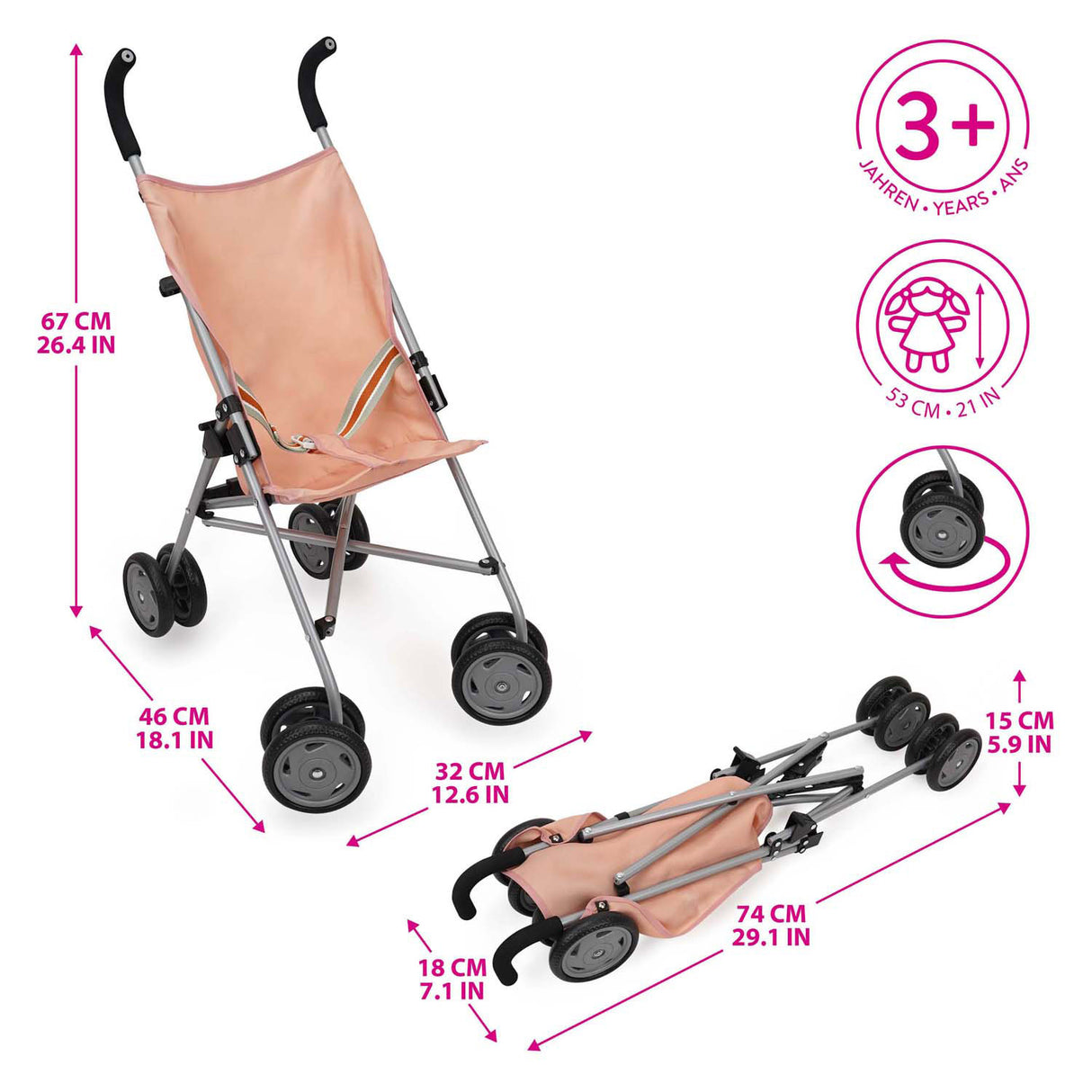 Lobbes legetøj, fx buggy, foldbar dukkevogn