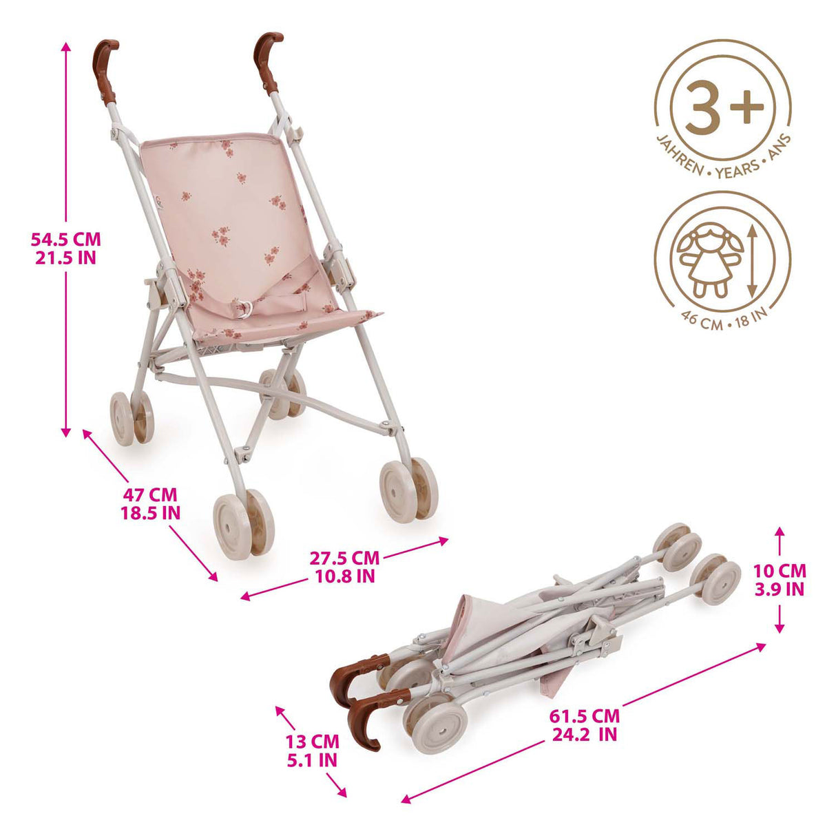 Buggy dukke barnevogn ballet flora