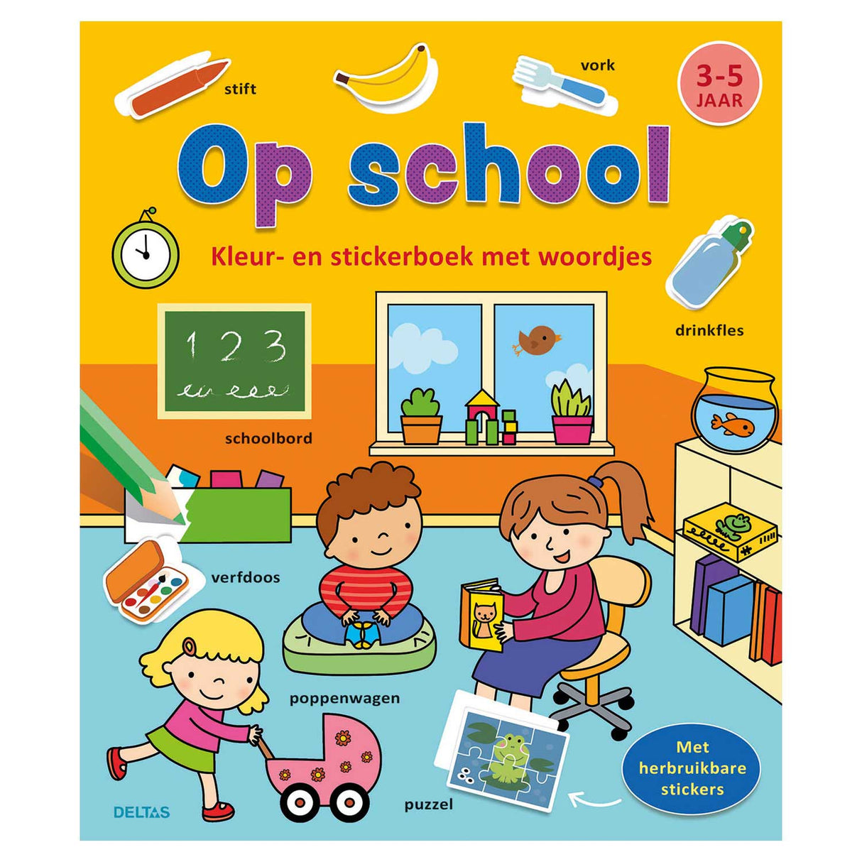 Deltas Color and Sticker Book med ord - i skolen