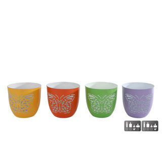 Fyrfadsstage sommerfugl 4 assorteret metal | 4 stk