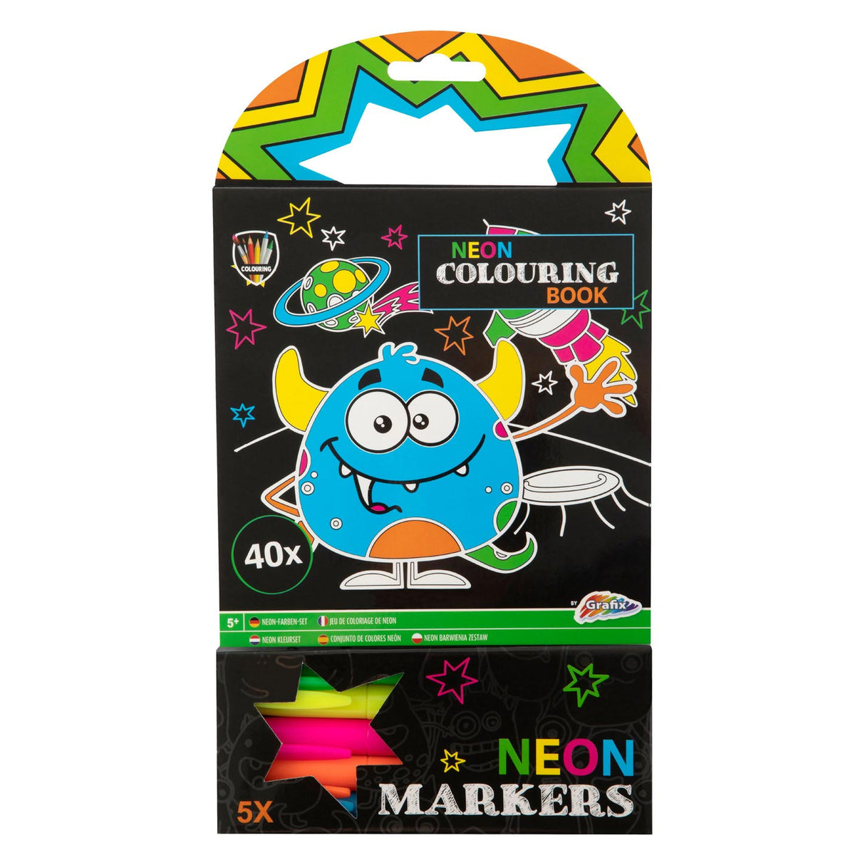 Grafix Colorbook Neon med 5 markører raket