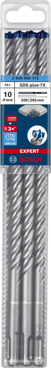 Bosch expert sds plus-7x borehammer 10 x 200 x 265 mm, 10 stk.
