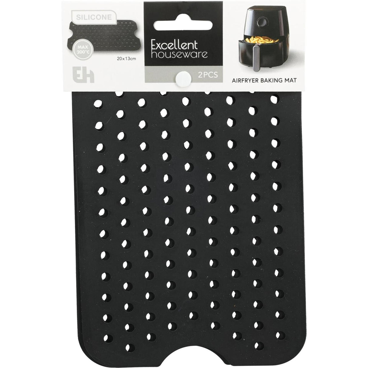 Excellent houseware airfryer mat siliconen 21x13cm zwart