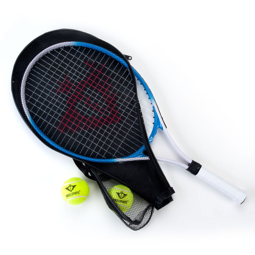 Engelhart tennisketcher med betræk og 2 bolde - blå