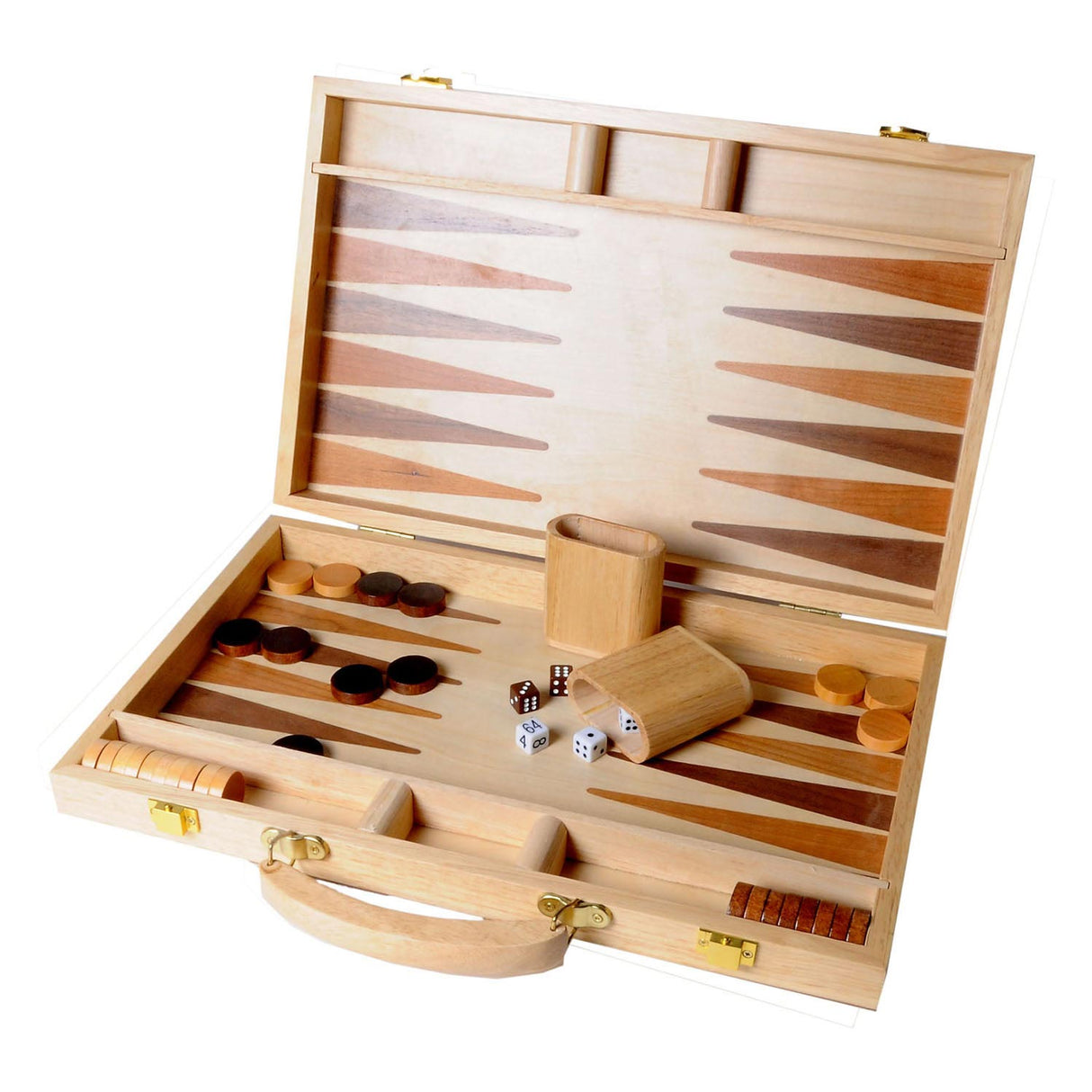 Engelhart backgammon 15 tommer - træindlagt bord - trækasse med håndtag - luksusversion -