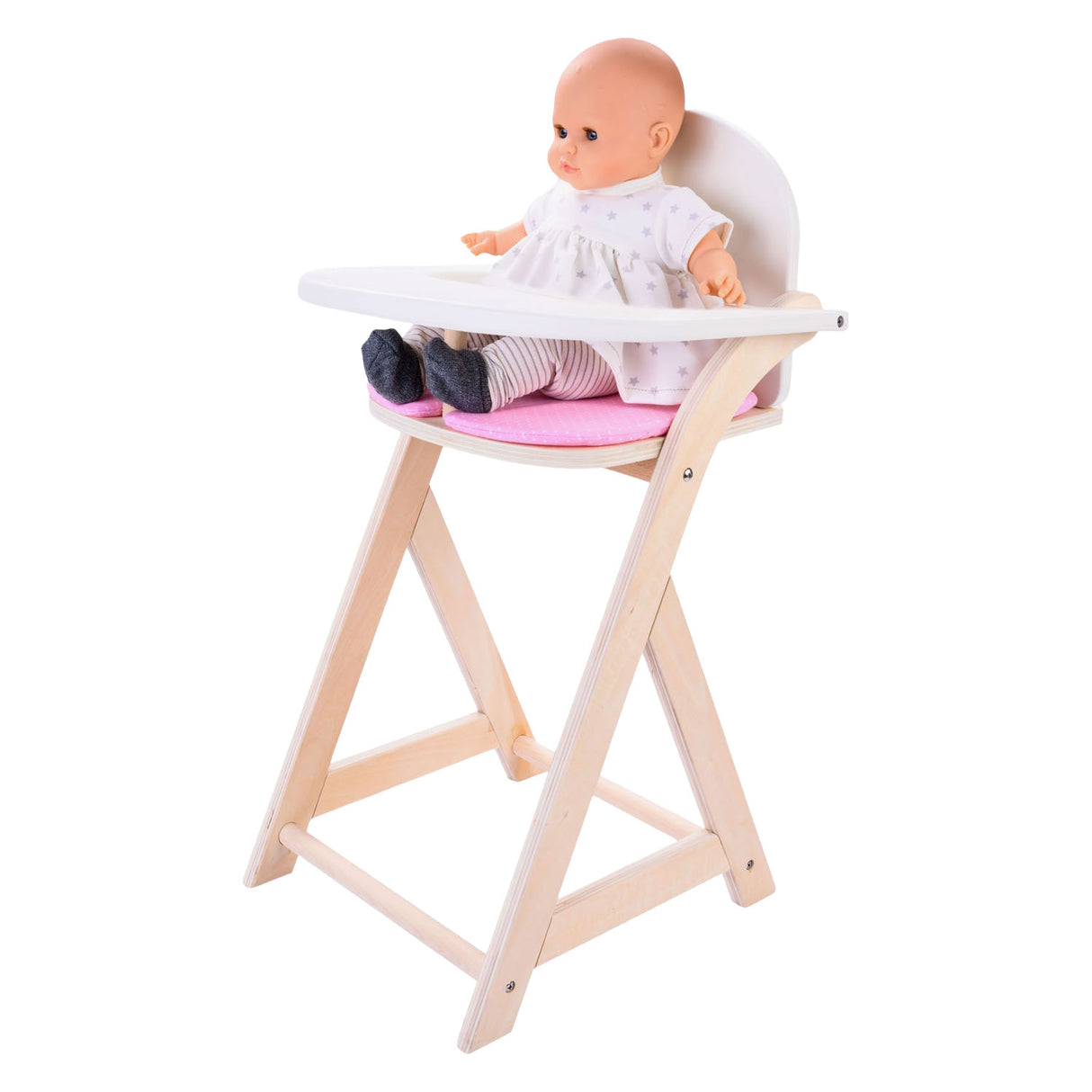 Dukkestol pink hvid