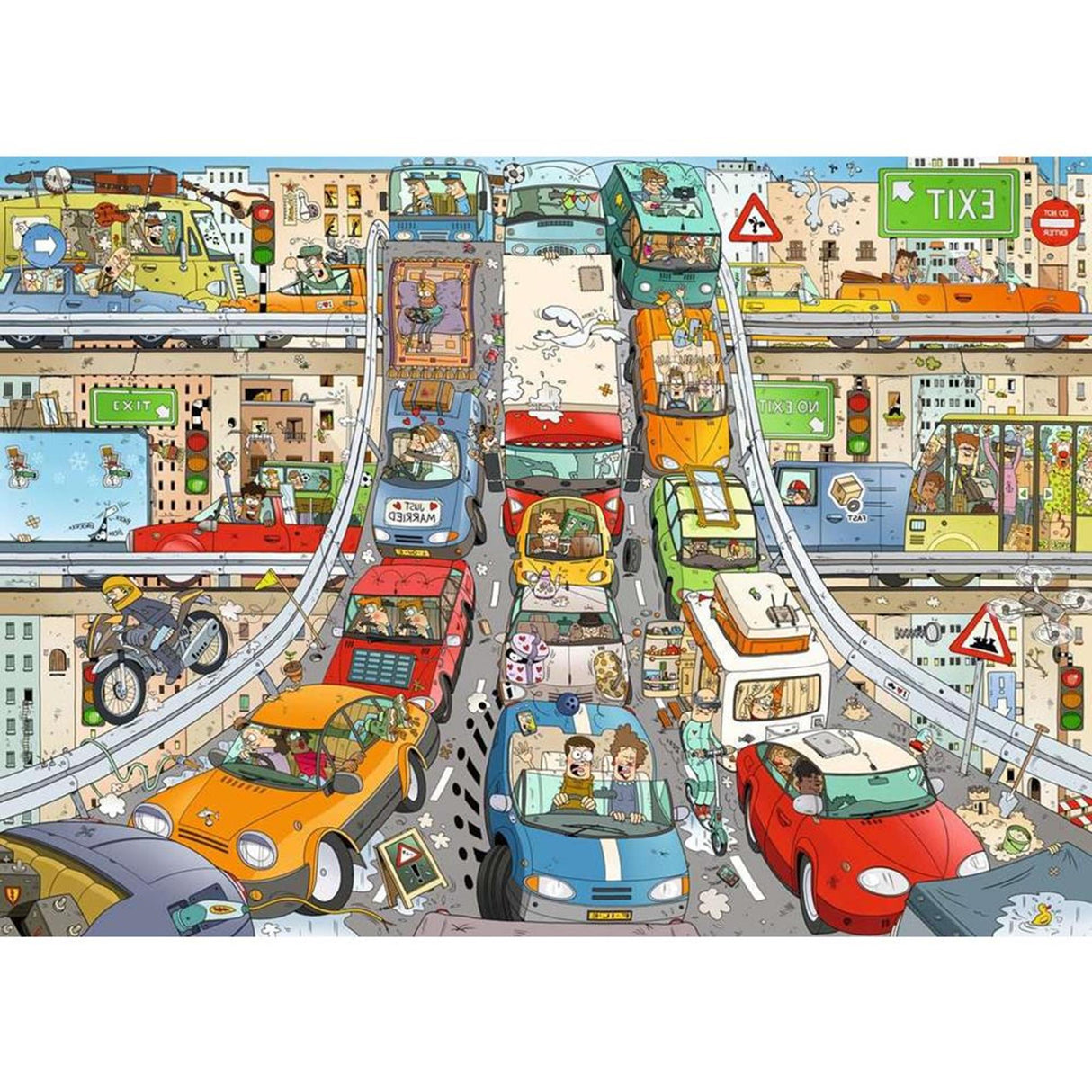 Ravensburger puslespil tegneserie - trafik kaos 1000 stk.