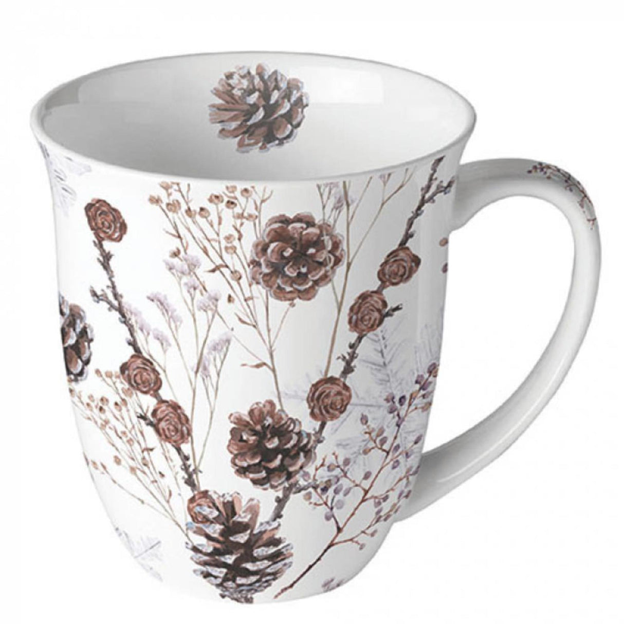 Ambiente mug 400ml pine cones white porcelain dia10x10.5cm