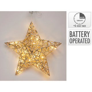 Stjerne 30cm med LED champagne go