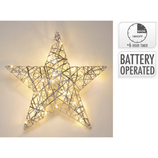 No fire star 40cm med LED sølv | 3 stk