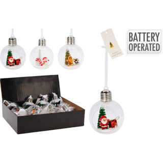 Julekugle LED 80mm 3ass design | 12 stk
