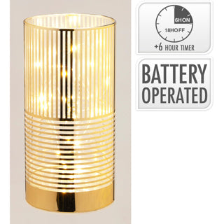 Cylinderglas med LED 15cm guld