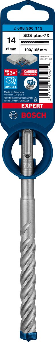 Bosch expert sds plus-7x borehammer 14 x 100 x 165 mm