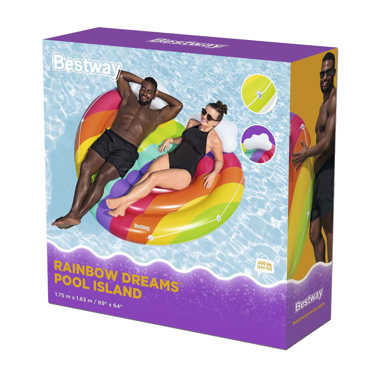 Bestway rainbow dreams oppusteligt regnbuehjerte, 164cm