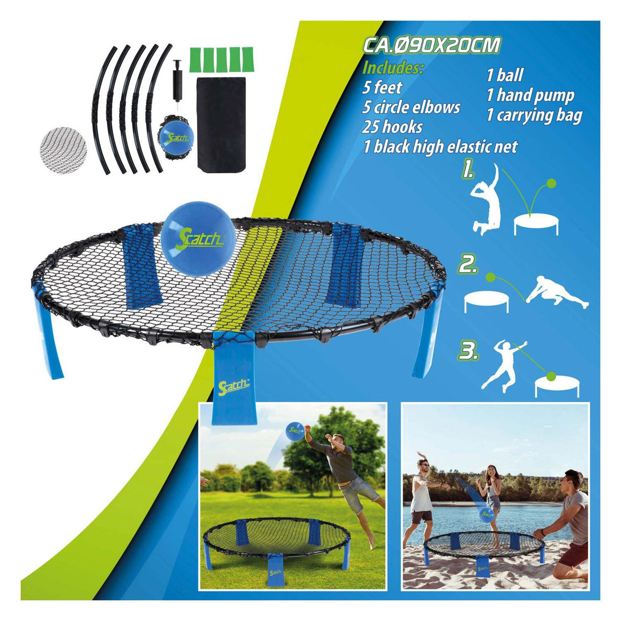 Fang og kast spil spyderball | blå | 90 cm