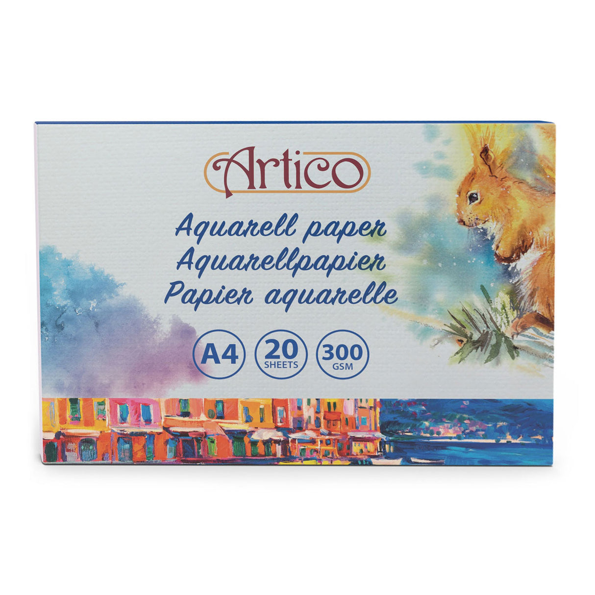 Vandfarvepapir hvid, 20 ark