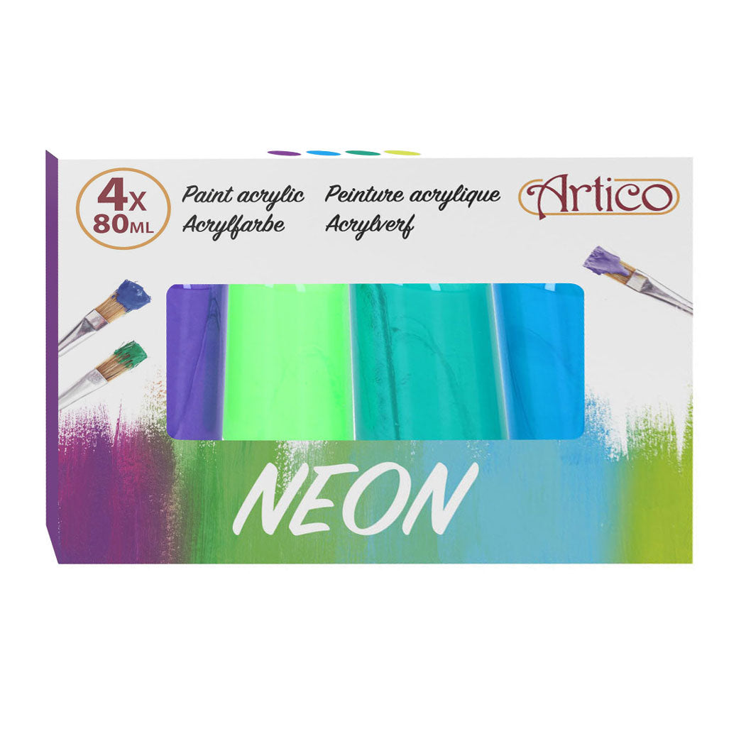 Akrylmaling neon, 4 stk.