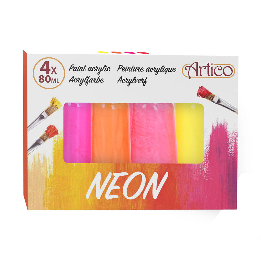 Akrylmaling neon, 4 stk.