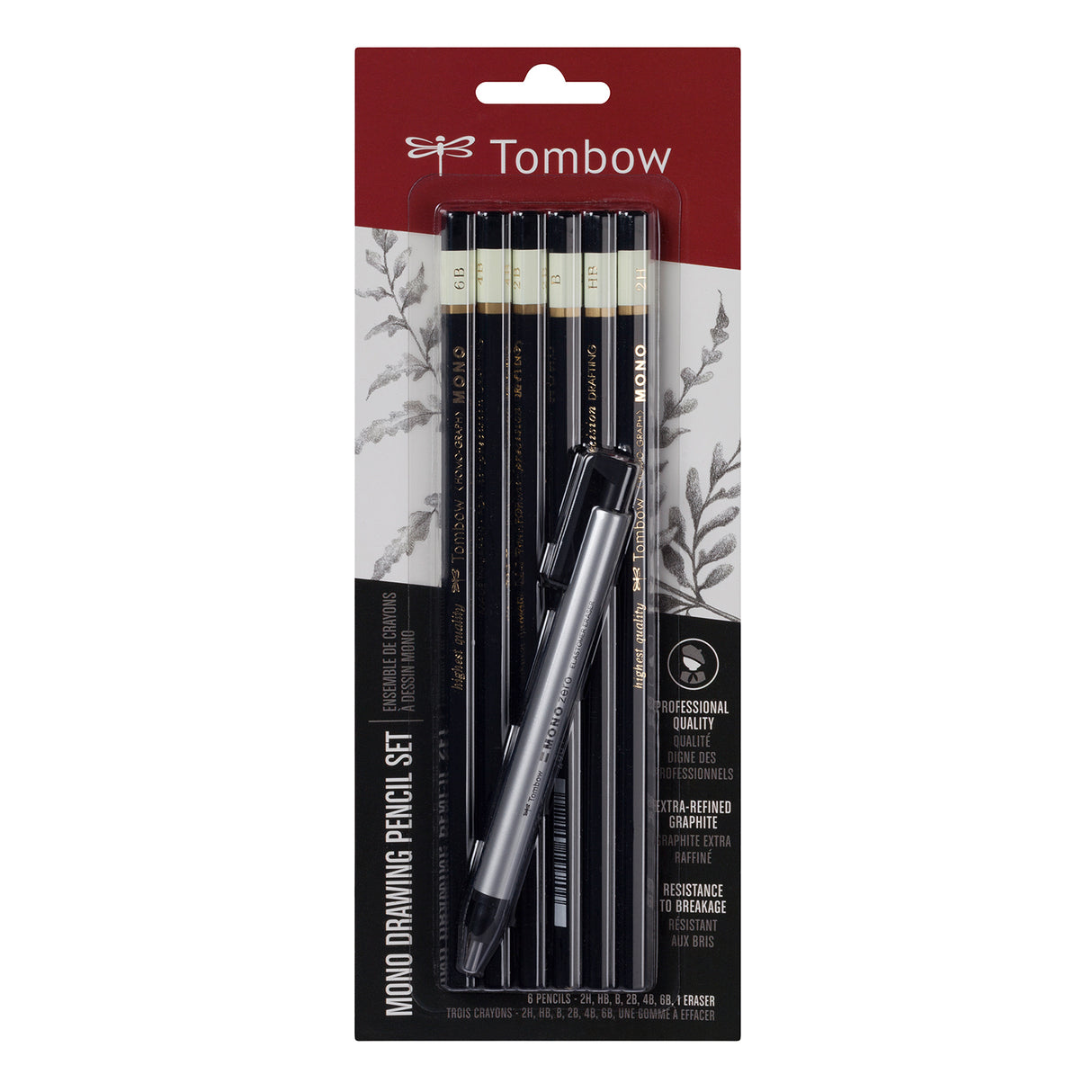 Tombow • mono sæt blyant 6stk + præcisionsviskelæder 1stk