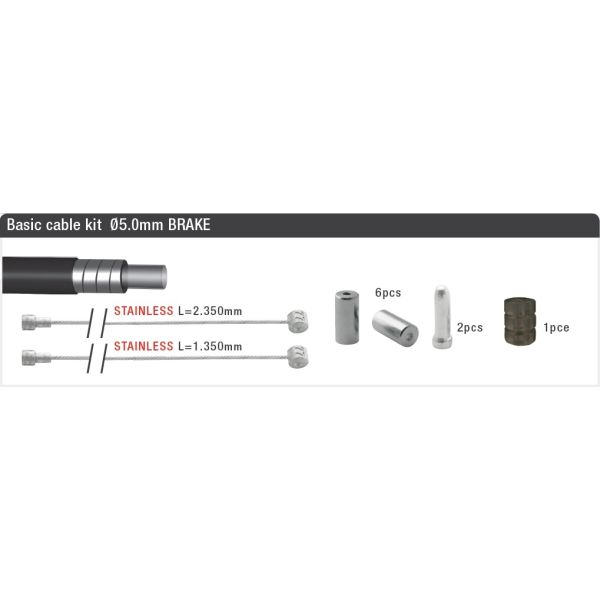 Bremsekabel sæt universal 2015009 sort 8-delt