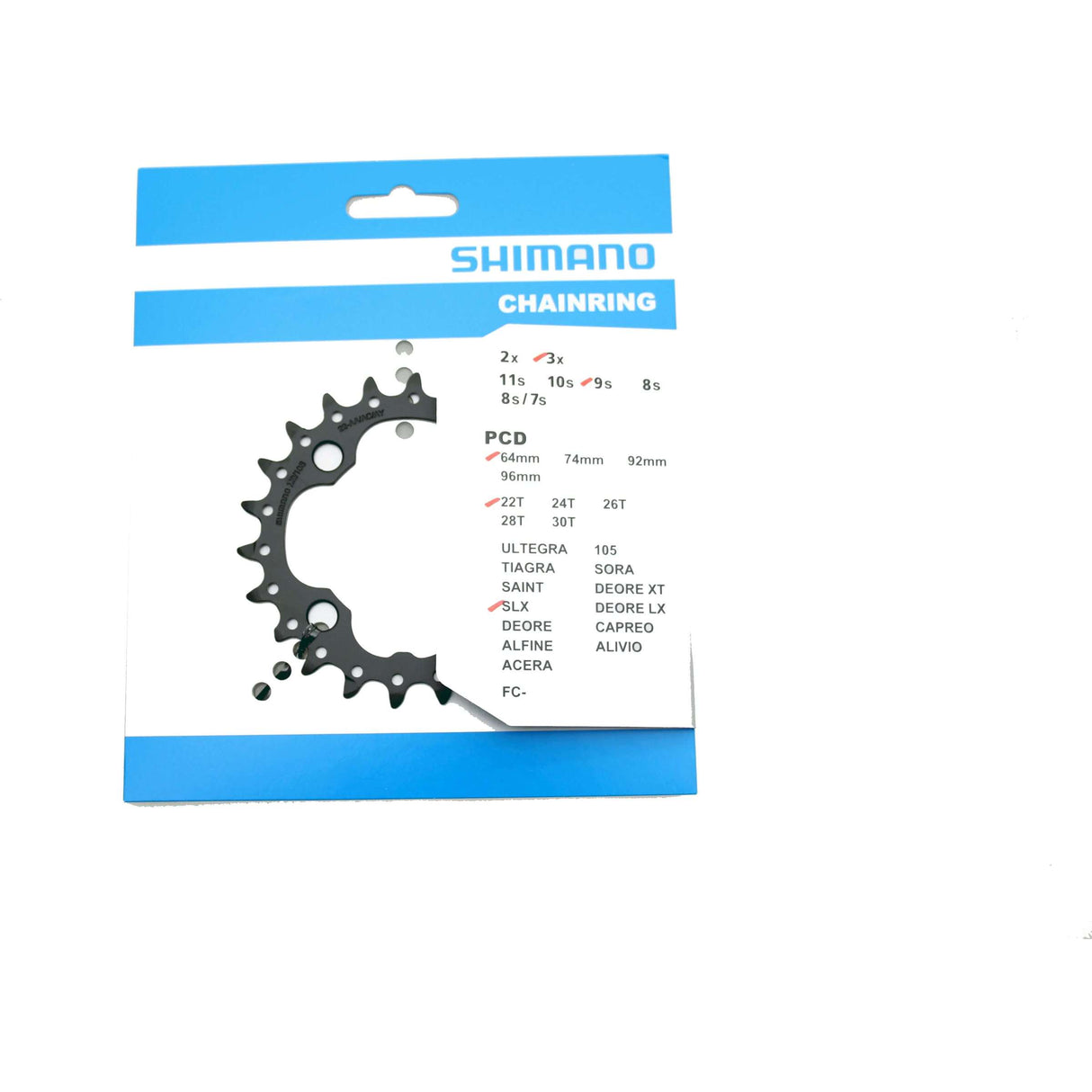 Shimano kædering SLX FC-M660 kædering mellemlæg. slx 22t.4-arm, 64mm m660