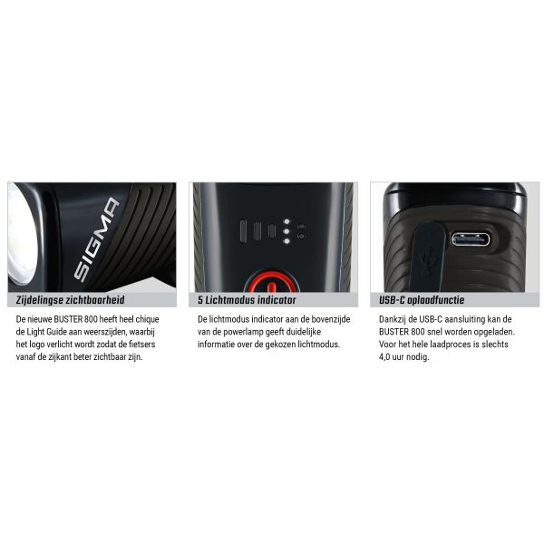 Sigma forlygter Buster 800 LED skrueholder -li -ion batteri USB