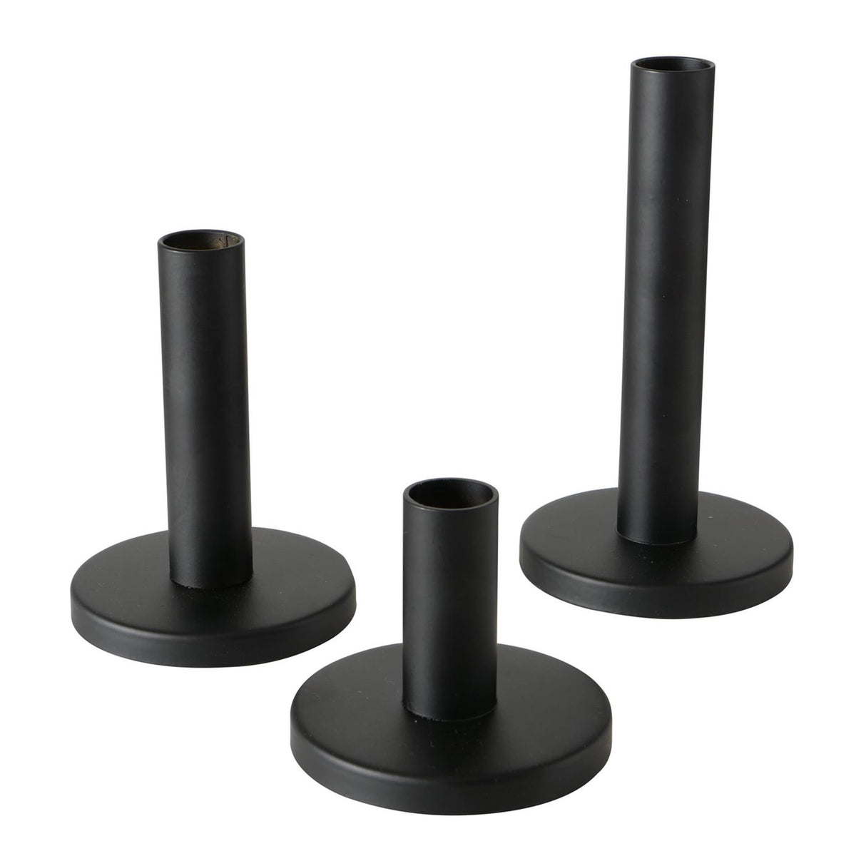 Boltze home lysestagesæt malko 3-delt metal rund ã˜9xh16cm sort