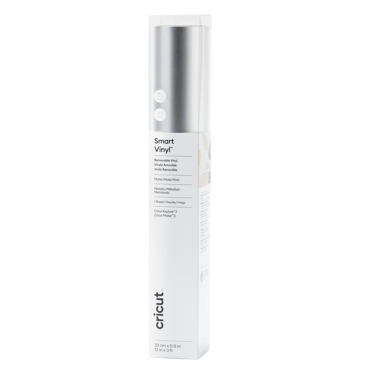 Cricut • smart vinyl aftagelig 91x33cm mat sølv