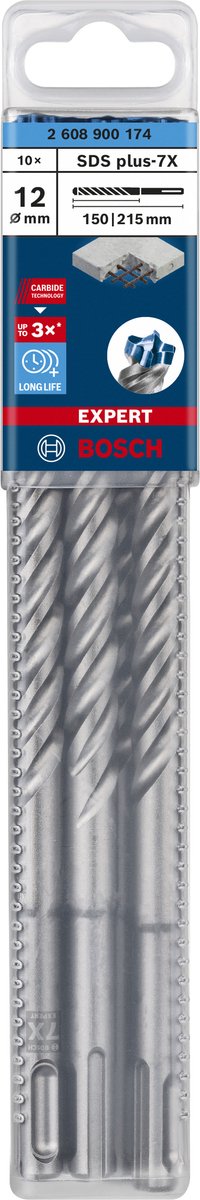 Bosch expert sds plus-7x borehammer 12 x 150 x 215 mm, 10 stk.