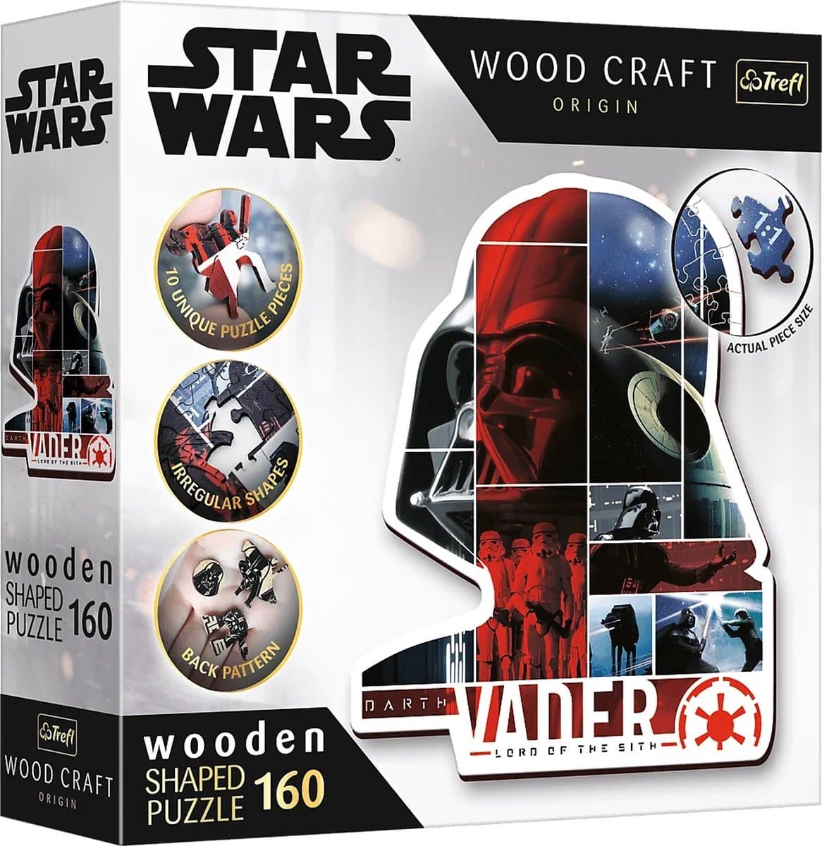 Trefl star wars puslespil i træ - darth vader - 160 brikker - fsc mix.
