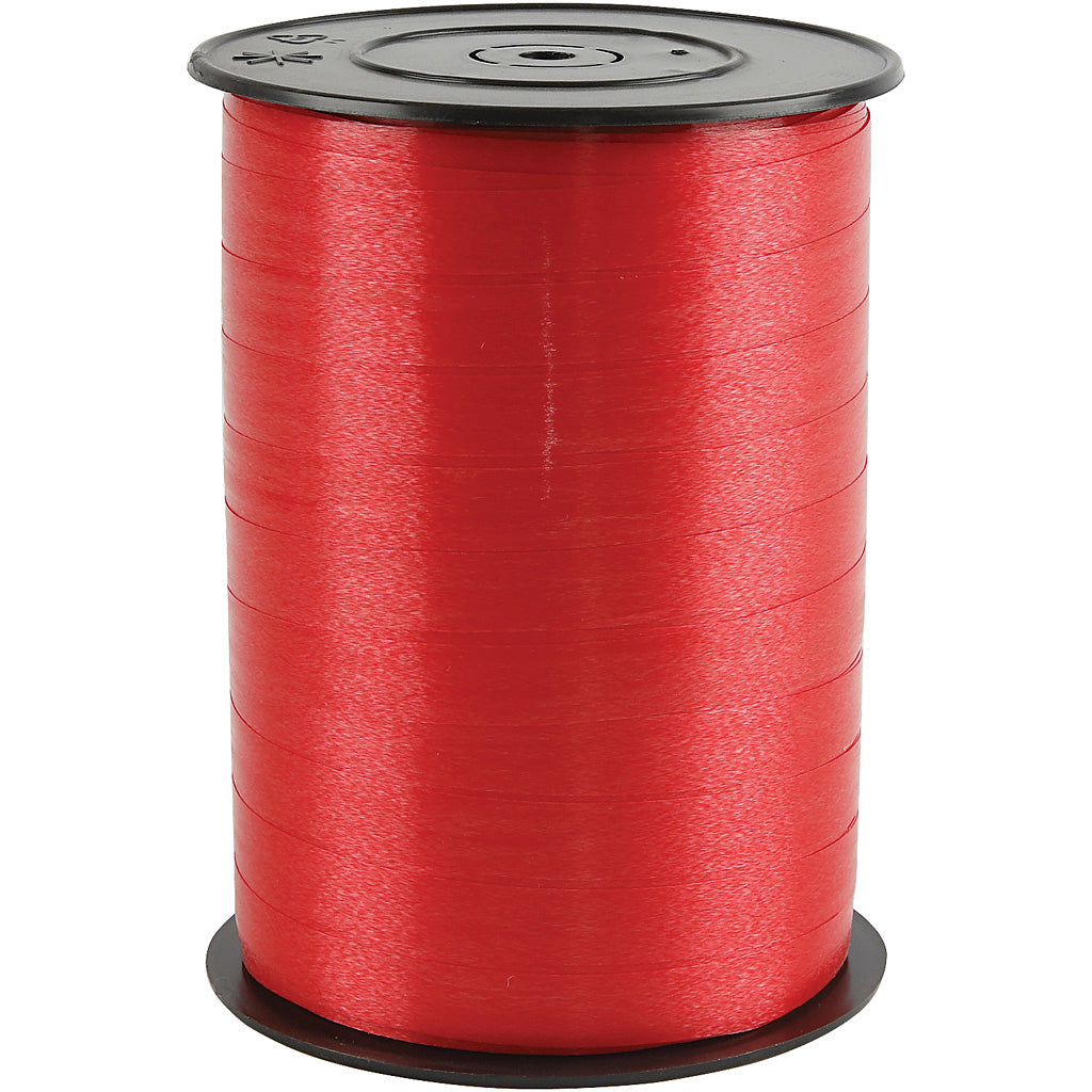 Gavebånd, B: 10 mm, blank, rød, 250 m 1 rulle