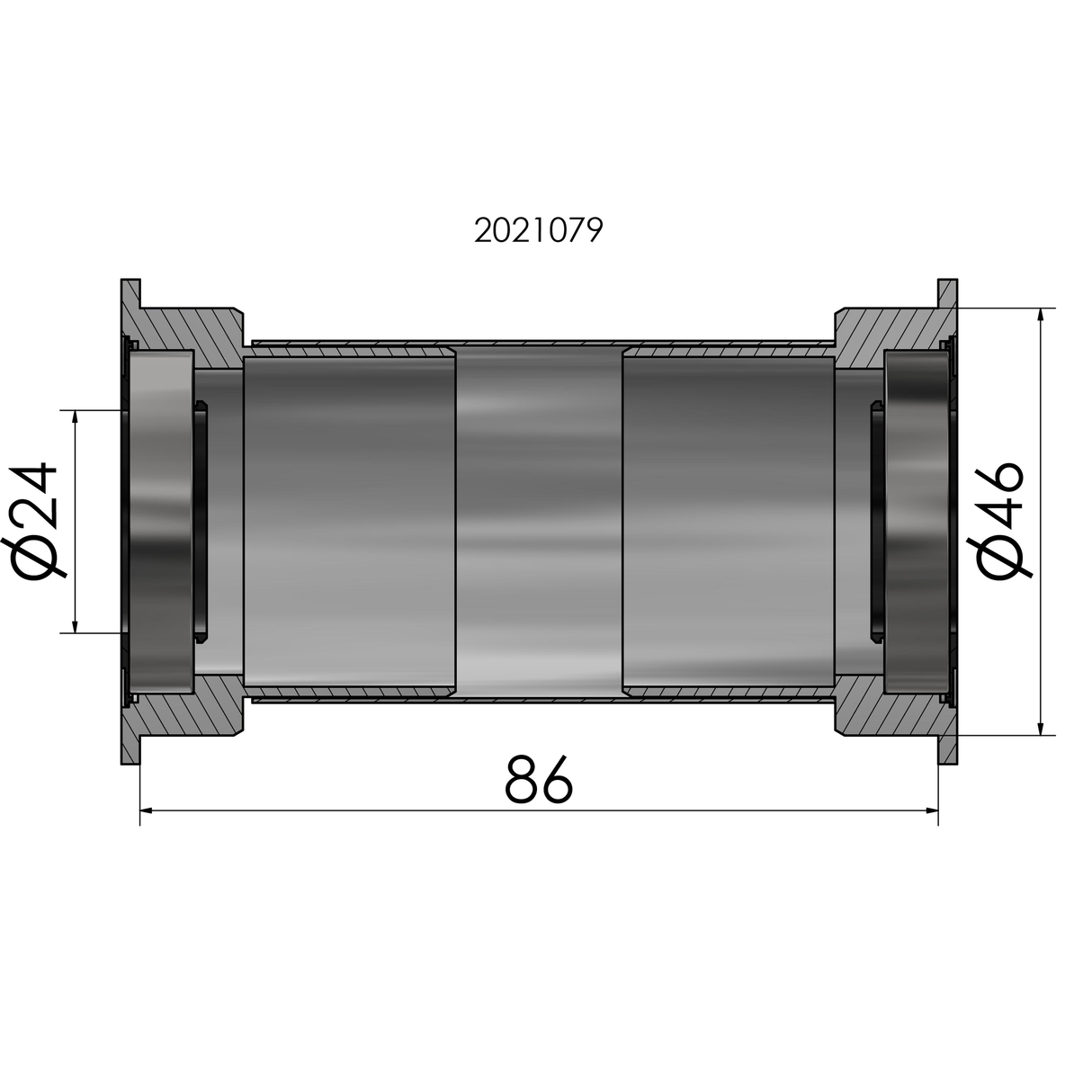 Elvedes bundbeslag adapter Press Fit B386 Shimano 24mm