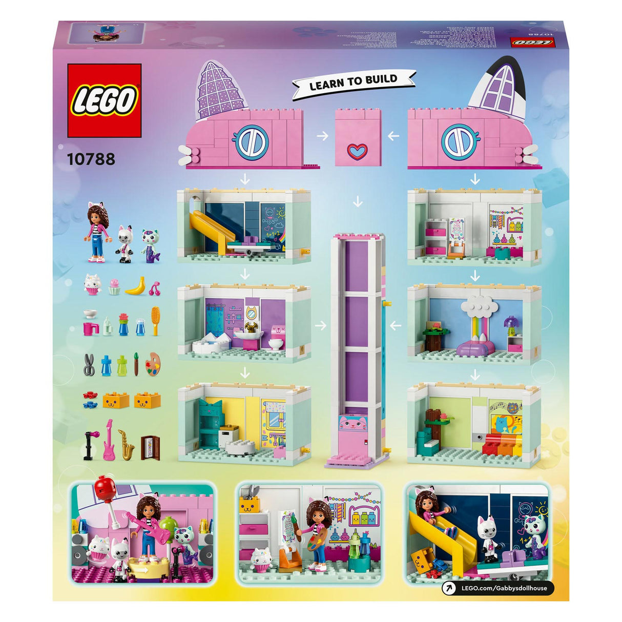 Lego gabbys dukkehus gabbys dukkehuslegetøj legetøj med 4 minifigurer og tilbehør til børn 4+ - 10788