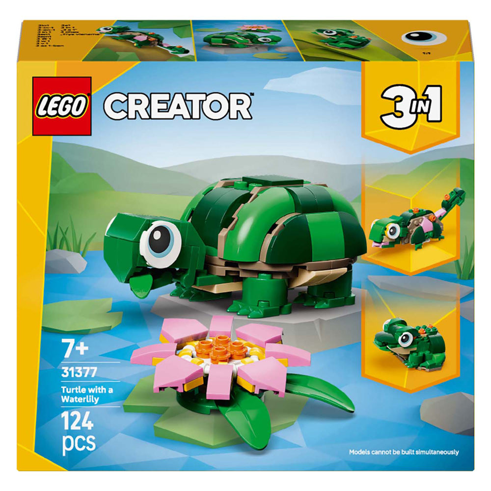 Lego ® creator 3-i-1 skildpadde med åkande - legetøjsmodel - omdannes til en kamæleon eller frø - 31377