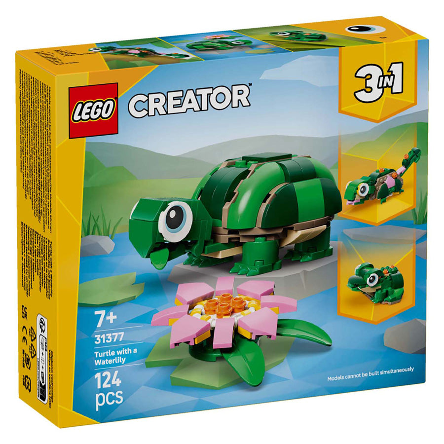 Lego ® creator 3-i-1 skildpadde med åkande - legetøjsmodel - omdannes til en kamæleon eller frø - 31377