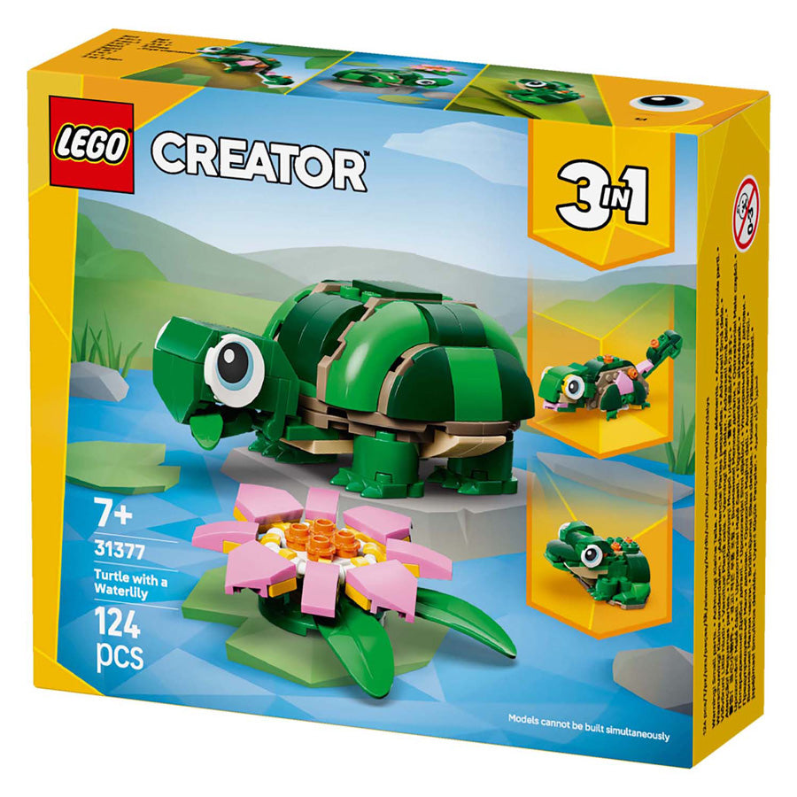 Lego ® creator 3-i-1 skildpadde med åkande - legetøjsmodel - omdannes til en kamæleon eller frø - 31377