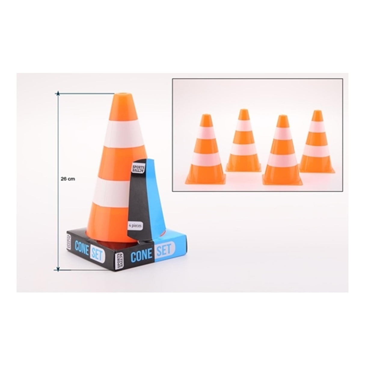 Johntoy sports aktive orange hvide pyloner, 4 stk.