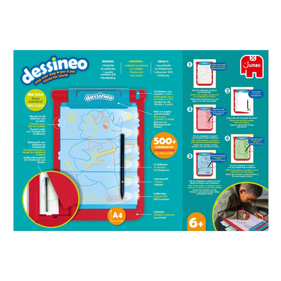 Jumbo Dessineo -figurer Trin for trin Tegning Board