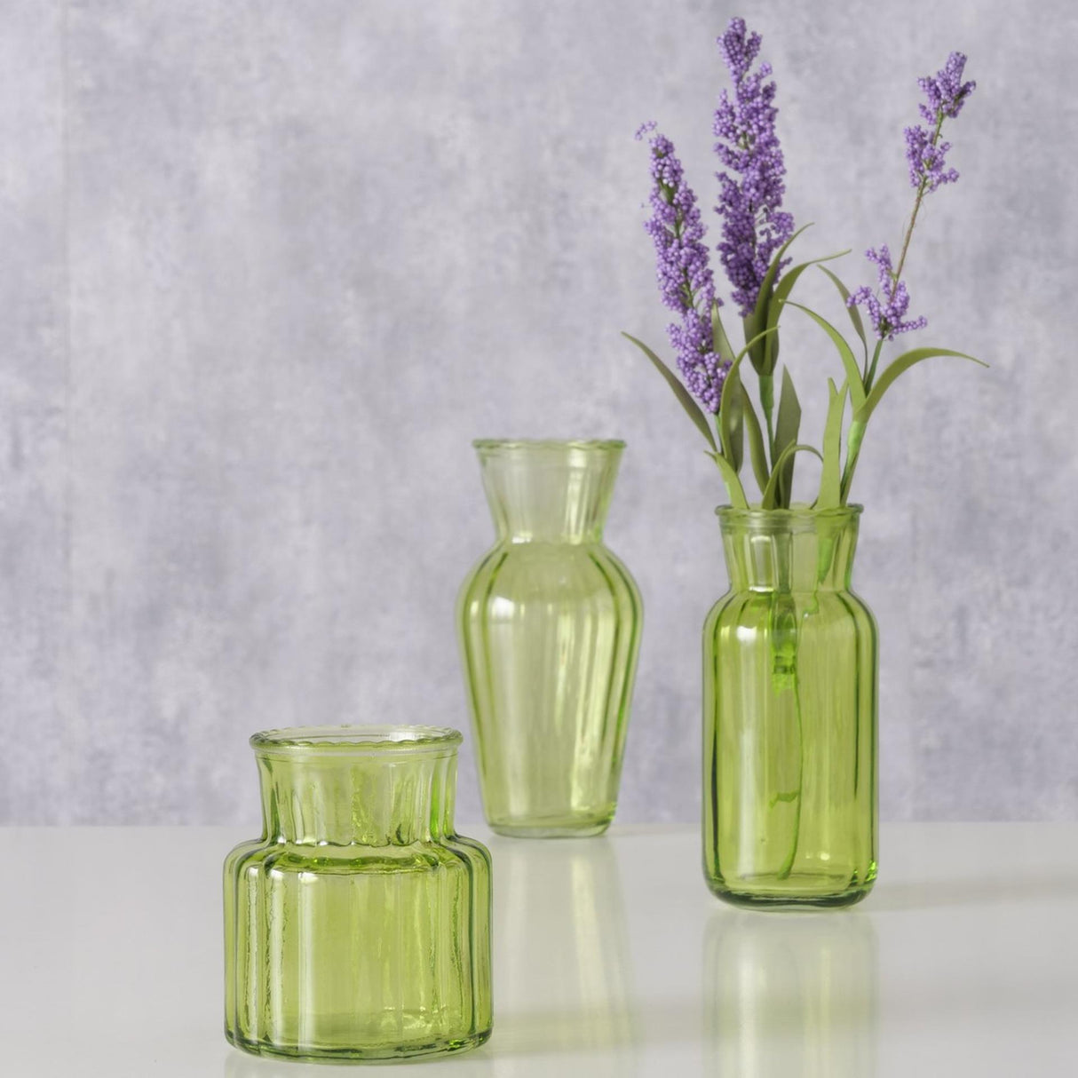 Boltze home vase tilla, 3-delt h9-15,5cm glaslakeret grøn