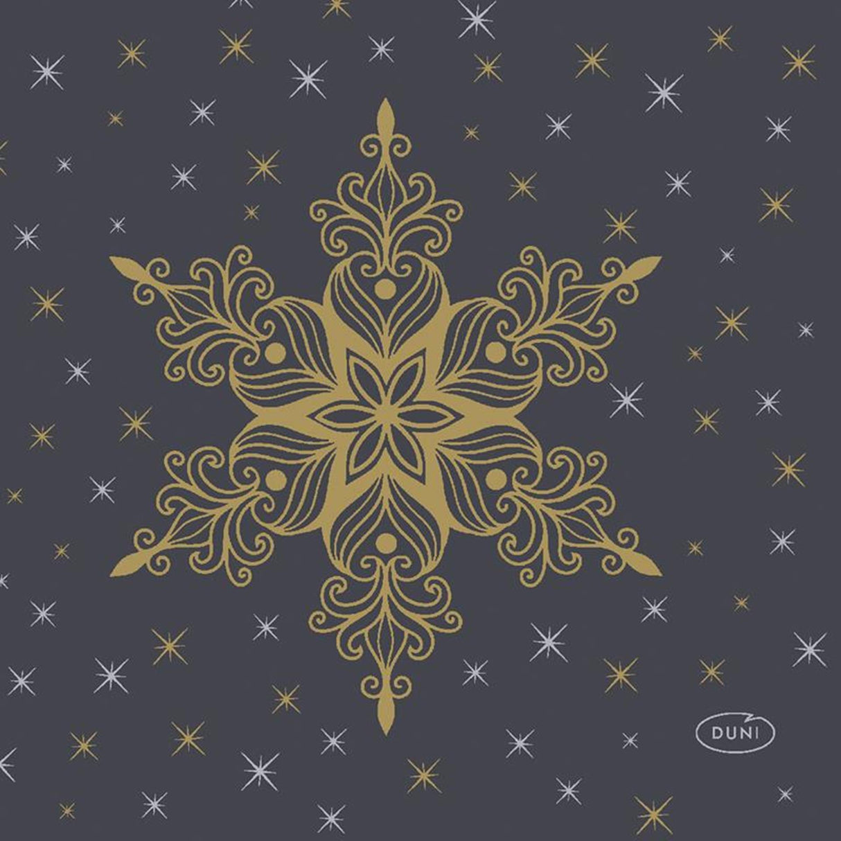 Duni servietter snowstars sort 24x24cm