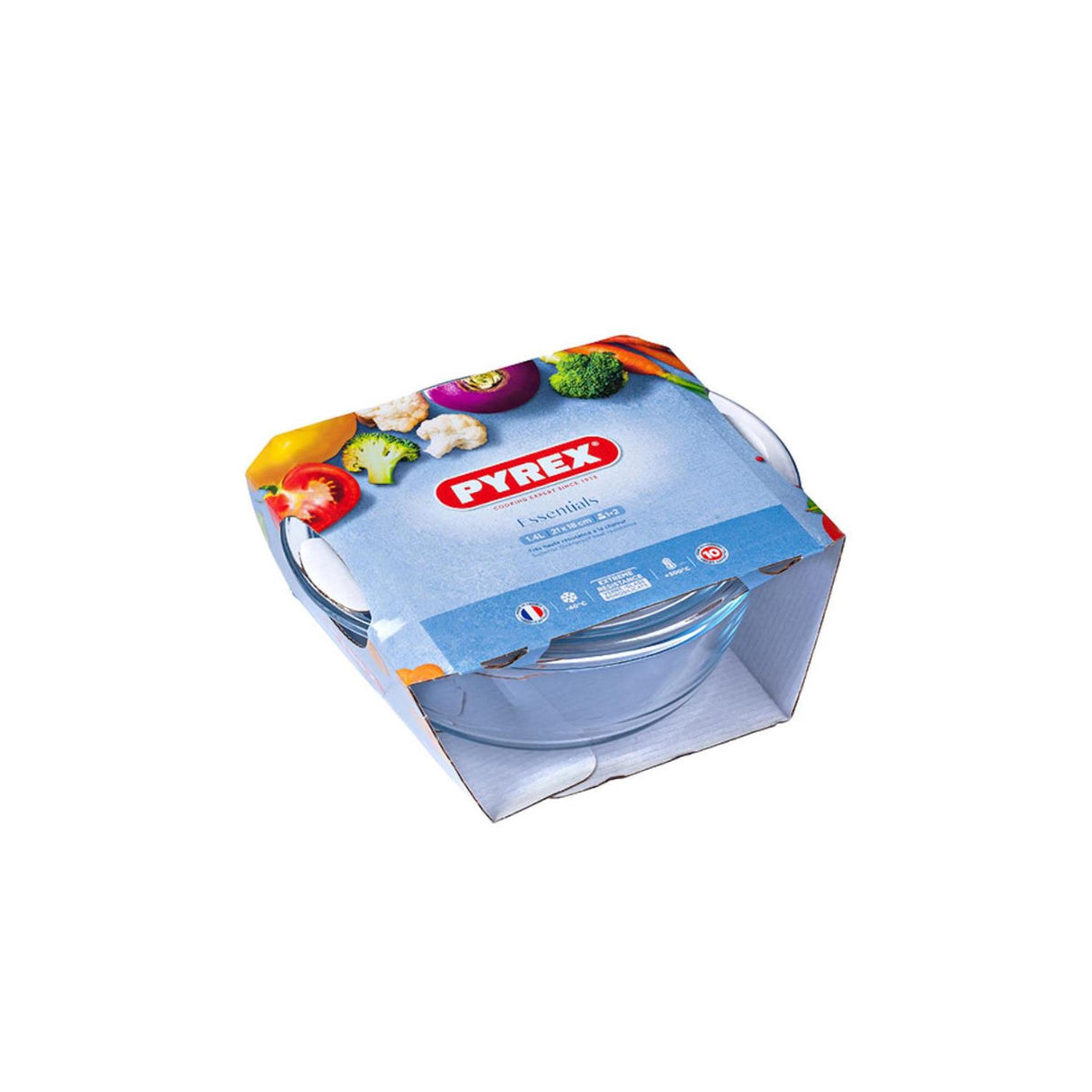 Pyrex rund skål med låg 2,3+0,7l