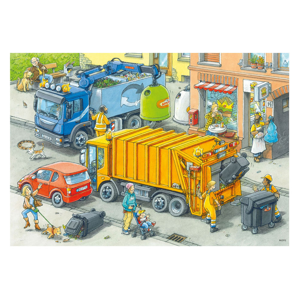 Ravensburger skralde- og trækvognspuslespil - 2 x 24 brikker
