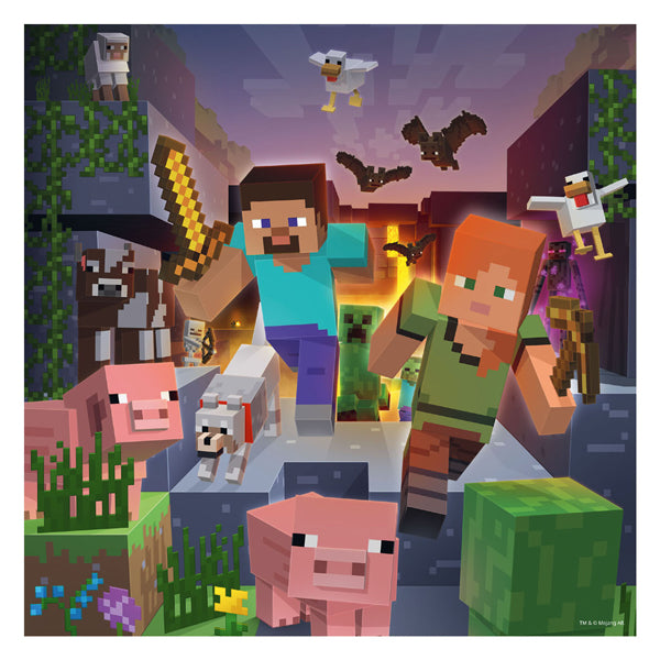 Ravensburger puslespil minecraft biomer - puslespil - 3x49 brikker