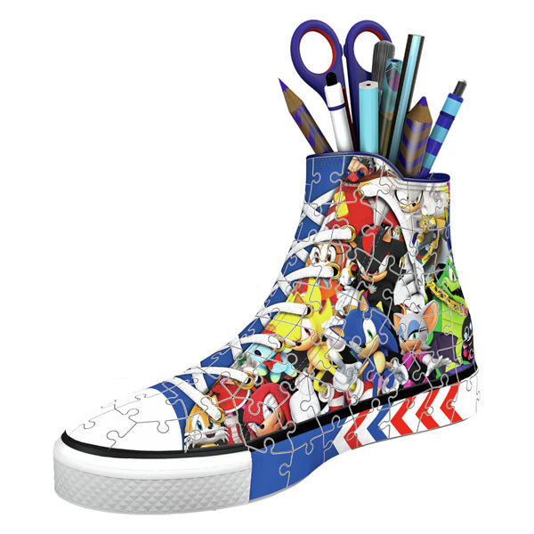 Ravensburger 3D puslespil blyantæske Sonic the hedgehog sneaker 108 stykker.