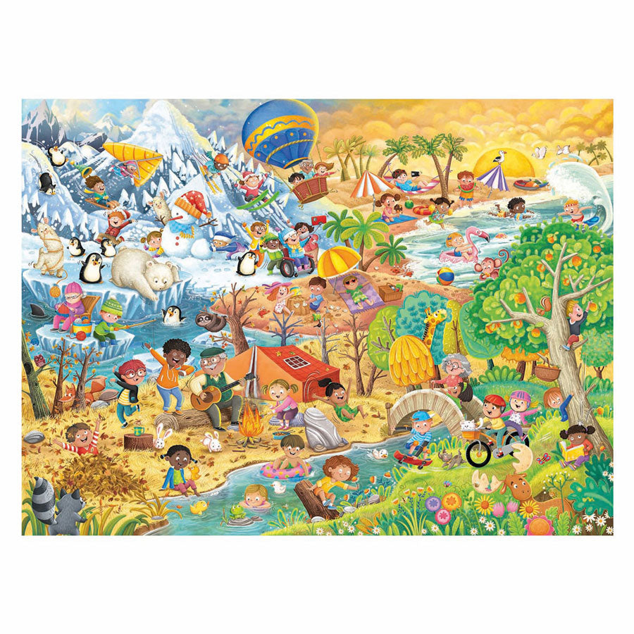 Ravensburger puslespil - fire sæsoner med sjov - 100 xxl brikker