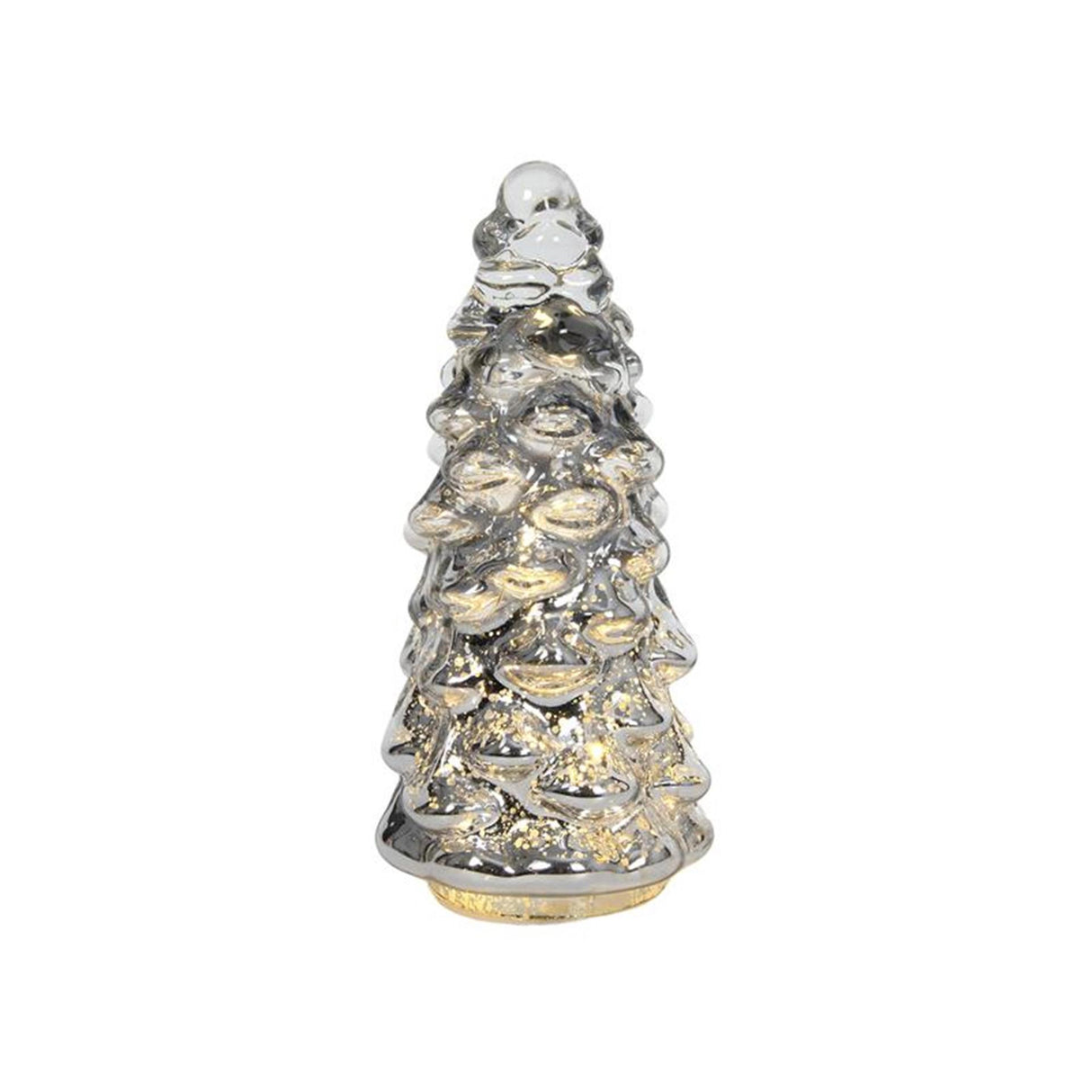 Svenska living juletræ glas relief knitring LED sølv d10xh20cm, 2xaaa (eksklusiv)